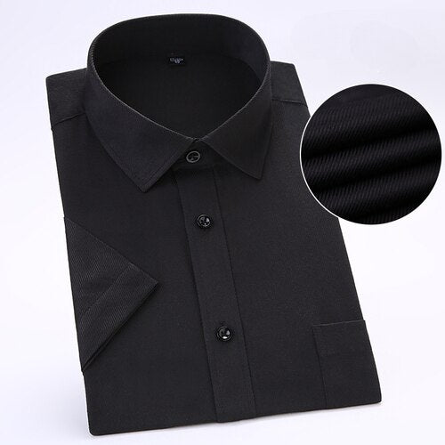 White Shirt Men's Short Sleeved Youth Professional Work Attire Formal Attire White Twill Shirt Men