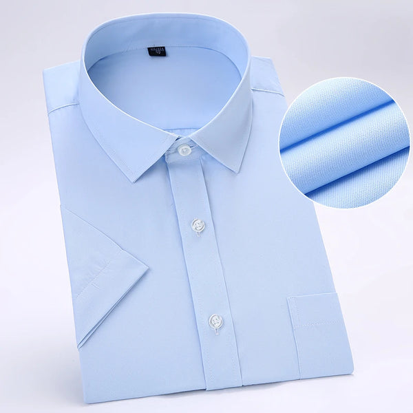 White Shirt Men's Short Sleeved Youth Professional Work Attire Formal Attire White Twill Shirt Men