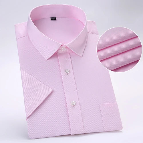 White Shirt Men's Short Sleeved Youth Professional Work Attire Formal Attire White Twill Shirt Men