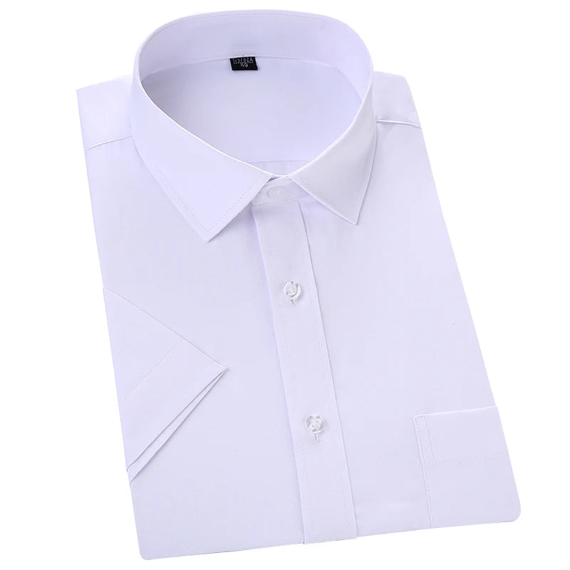 White Shirt Men's Short Sleeved Youth Professional Work Attire Formal Attire White Twill Shirt Men