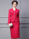 Winter Fashion Rose Red Set Women's Fashionable Hip Wrap Skirt Fashionable Tassel Wool Coat