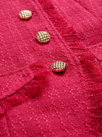 Winter Fashion Rose Red Set Women's Fashionable Hip Wrap Skirt Fashionable Tassel Wool Coat