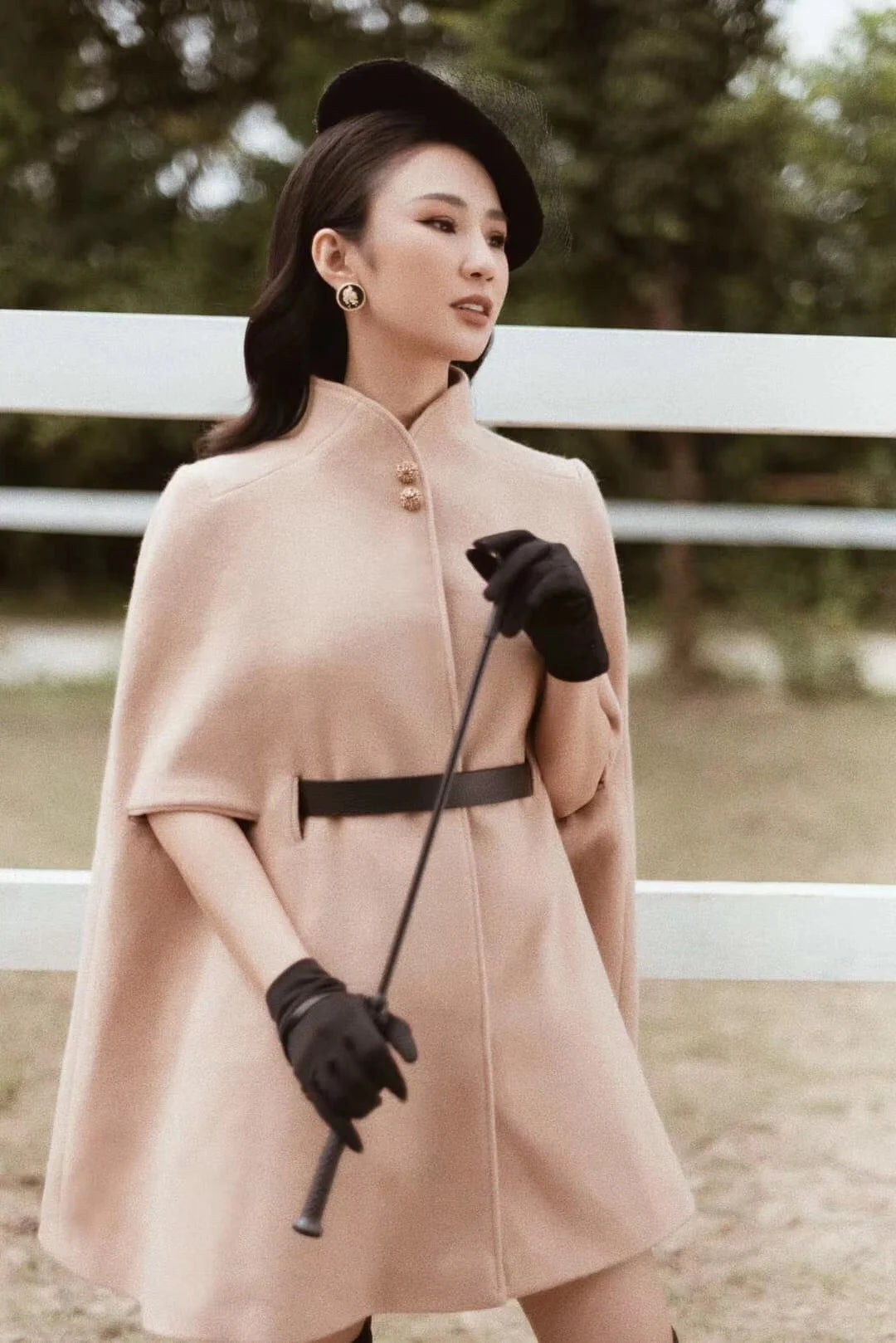 Winter Cashmere Wool Camel Color Slim Looking Fancy Cape Unique Winter Outwear