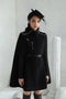 Winter Cashmere Wool Black and Navy with Pearl on Shoulder Slim Looking Fancy Cape Unique Winter Outwear