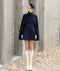 Winter Cashmere Wool Black and Navy with Pearl on Shoulder Slim Looking Fancy Cape Unique Winter Outwear