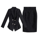 Women's Professional Set Women's Tailor Make suit  Pearl Waist Short Suit Coat Wrapped Hip One Step Skirt Two Piece Set
