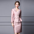 Women's Professional Set Women's Tailor Make suit  Pearl Waist Short Suit Coat Wrapped Hip One Step Skirt Two Piece Set