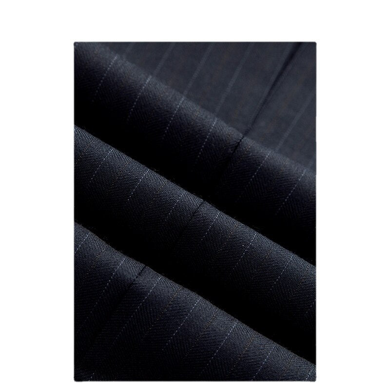 Wool Suit Men's Business Leisure Bridegroom's Wedding Custom Stripe Double Breasted Suit Men's Suit