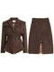 Woolen Tweed Wrapped Waistband Suit A-line Skirt Suit Mother of The Groom Dress  Formal Dresses