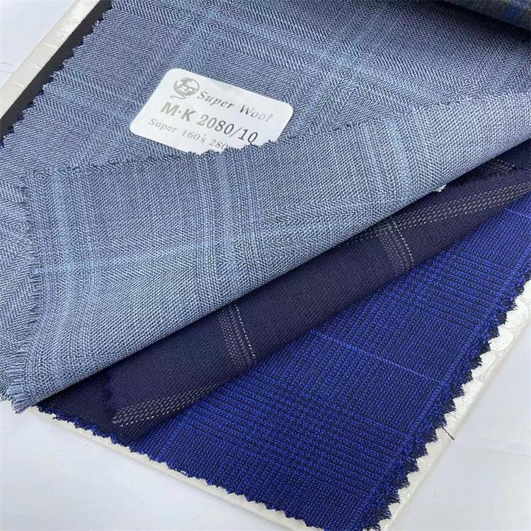 Worsted Elastic Plaid Autumn and Winter Wool Suit Fabric Set for Men's and Women's Fashion Blends