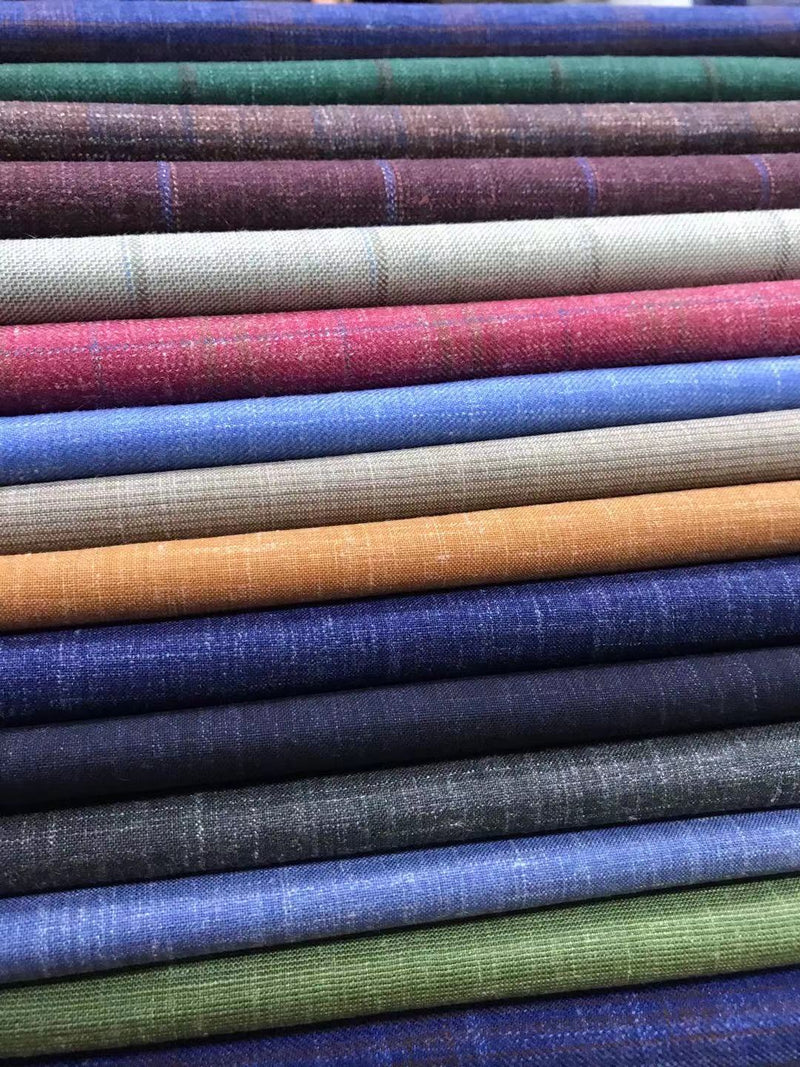 Worsted Wool Mulberry Silk Linen Wool Linen Silk Men's and Women's Clothing Silk Wool Fabric Suit Material