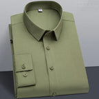 Wrinkle Resistant Business Casual Men's Shirt Gentleman's Solid Color Slim Fitting Long Sleeved Shirt