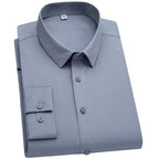 Wrinkle Resistant Business Casual Men's Shirt Gentleman's Solid Color Slim Fitting Long Sleeved Shirt