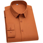 Wrinkle Resistant Business Casual Men's Shirt Gentleman's Solid Color Slim Fitting Long Sleeved Shirt