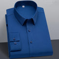 Wrinkle Resistant Business Casual Men's Shirt Gentleman's Solid Color Slim Fitting Long Sleeved Shirt