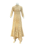 Yujie Light Mature Style Blue Lace Skirt Irregular Dress High Low Style Slim Long Skirt Dress Fashionable Dresses