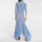 Yujie Light Mature Style Blue Lace Skirt Irregular Dress High Low Style Slim Long Skirt Dress Fashionable Dresses