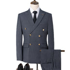 Men's Linen Set 3-piece Casual Slim Fitting Formal Banquet Wedding Business Men's Tuxedo