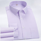 New Summer Business Professional Workwear White Solid Men's Stripe Plus Size Customized Long Sleeve Shirt
