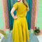 Custom Make Linen Dress Tailor Shop Made White Top and A-line Skirt V Neck Dress Formal Dress