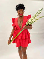 Fit and Flow Designs Watermelon Sugar Fly Ruffle and Layered Dress 2 Tier 3tier Fushcia Pink Summer Dress