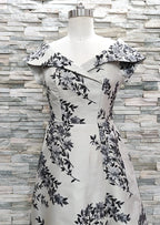 Floral Jaquard Dress Off Shoulder Swing Short Sleeve  Mother in Law Dresses  Dress for Mother of The Bride Wedding