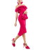 New Fashion One-word Neck Flower and Feather Annual Party Cocktail Dress Off Shoulder High Low Slim Fit Hot Pink Dress