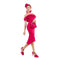New Fashion One-word Neck Flower and Feather Annual Party Cocktail Dress Off Shoulder High Low Slim Fit Hot Pink Dress