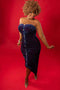 Ruched Two Tone Velvet Elegant Slim Looking Gown Plus Size Ruched Dress Dress Color Navy Pink