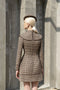 Tailor Shop Retro Slim and Thin Dark Brown Houndstooth Winter Female Light Luxury Dress Semi-Formal Dresses