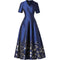 Tailor Shop Custom Made Blue Big Dignified Dress Evening Dresses  Plus Size Dress Wedding Guest Dress Brocade Dress
