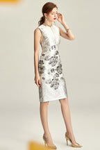 Tailor Shop Custom Made Grey Lightlower Jacquard Weaving Temperament Brocade Long Coat  Mother of The Bride Outfit for Weddings