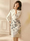 Tailor Shop Custom Made Grey Lightlower Jacquard Weaving Temperament Brocade Long Coat  Mother of The Bride Outfit for Weddings