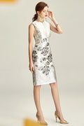Tailor Shop Custom Made Grey Lightlower Jacquard Weaving Temperament Brocade Long Coat  Mother of The Bride Outfit for Weddings
