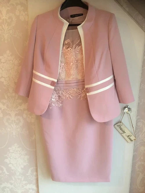 Tailor Shop Custom Made Pink Color Lace Dress Mother of The Bride Dress Wedding Dress Mother Mother of Bride Outfit Formal Dress