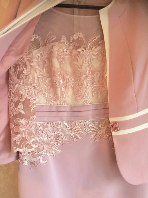 Tailor Shop Custom Made Pink Color Lace Dress Mother of The Bride Dress Wedding Dress Mother Mother of Bride Outfit Formal Dress