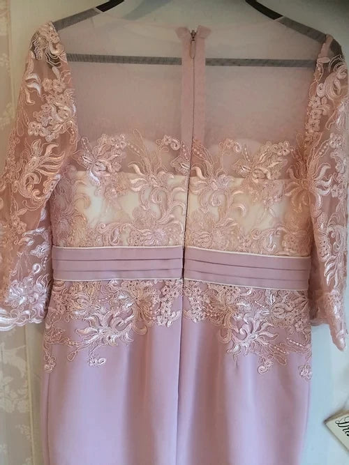 Tailor Shop Custom Made Pink Color Lace Dress Mother of The Bride Dress Wedding Dress Mother Mother of Bride Outfit Formal Dress