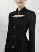 tailor shop little black  dress female light luxury dress Semi-Formal Dresses princess dress black keyhole tweed dress