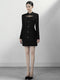 Tailor Shop Little Black  Dress Female Light Luxury Dress Semi-Formal Dresses Princess Dress Black Keyhole Tweed Dress