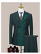 Tailor Shop Men's British Style Groom Wedding Suit Slim Fit Business Casual Custom Double-breasted Dark Green Suit