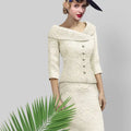 Tailor Shop Mothers Dresses for Wedding  Mother of The Bride Outfit Pale Yellow Brocade Jacket and Skirt Mother of Bride Suits