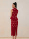 Tailor Shop Red Chrysanthemum Lace Top Skirt Female Light Luxury Semi-Formal Princess Outfit  Peplum Top