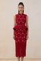 Tailor Shop Red Chrysanthemum Lace Top Skirt Female Light Luxury Semi-Formal Princess Outfit  Peplum Top