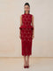 Tailor Shop Red Chrysanthemum Lace Top Skirt Female Light Luxury Semi-Formal Princess Outfit  Peplum Top