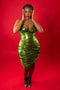 Tailor Shop Ruched Green Shiny Little Dress Sex Slim Fit Gown Bridemaid Dress Prom Dresses