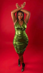 Tailor Shop Ruched Green Shiny Little Dress Sex Slim Fit Gown Bridemaid Dress Prom Dresses