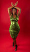 Tailor Shop Ruched Green Shiny Little Dress Sex Slim Fit Gown Bridemaid Dress Prom Dresses