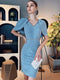 tailor shop sky blue cape dress French high-end cloak bright diamond V-neck ladies dress female summer