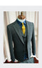 Tailor Shop Wool Herringbone Pattern Suit Men's Three-piece British Retro Tweed Slim Formal Dress Groom Wedding Dress Suit