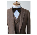 Tailor Shop Wool Herringbone Pattern Suit Men's Three-piece British Retro Tweed Slim Formal Dress Groom Wedding Dress Suit